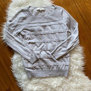DONATED ✨ SALE ✨ Loft | Gray Wool Blend Sweater w/ Scallop Detail | Size Medium